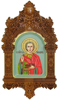 Икона ПАНТЕЛЕИМОН Целитель, Великомученик (РУКОПИСНАЯ, КИПАРИС, ПОДАРОЧНАЯ)
