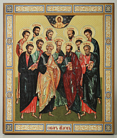 Икона на на доске 22х26 объёмная печать, лак Собор Апостолов