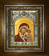 Икона Казанская Божия Матерь в деревянном киоте