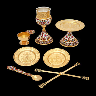 Потир 0.135л филигрань, эмаль / золочение / мельхиоровый стакан