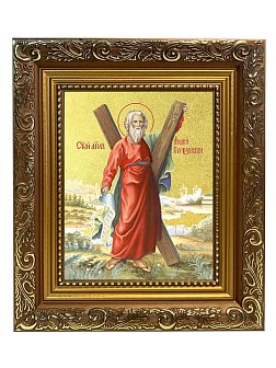 Икона "Андрей Первозванный", св. апостол, с золочением поталью, 09А6-УЛ