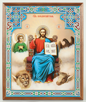 Икона в деревянной рамке №1 30х40 двойное тиснение, упаковка Вседержитель на троне