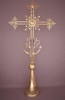 Крест на купол №4 с шаром и конусом золочение