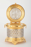 Ковчег для частиц святых мощей круглый малый золочение