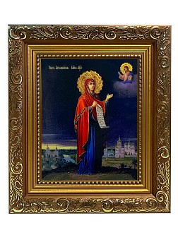 Икона Боголюбская Божия Матерь золочение поталь