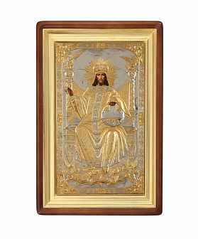 Икона живописная в киоте 75х130 масло, риза №181, киот №1 Спас на троне