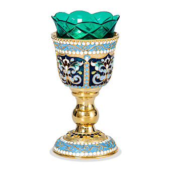 Лампада напрестольная малая с эмалью / золочение