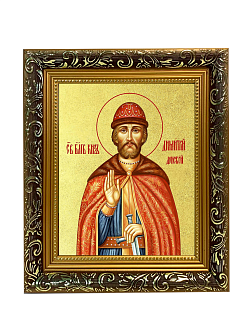 Икона "Дмитрий Донской", св. блгв. кн. Московский, с золочением поталью, 09Д3-УЛ