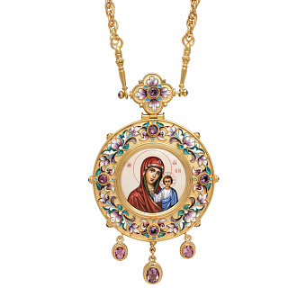 Панагия №111 / золочение / серебро филигрань, эмаль, роспись (УИН)