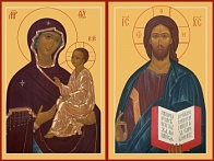 Венчальная пара икон ГОСПОДЬ ВСЕДЕРЖИТЕЛЬ и Пресвятая Богородица ТИХВИНСКАЯ