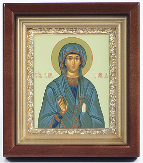 Икона в киоте 11х13 сложный, темпера, рамка золочёная Анна Пророчица