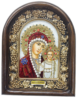 Икона Пресвятой Богородицы Казанская бисер жемчуг