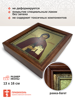 Икона Даниил Московский благоверный князь с золочением, киот 18х21х4 см