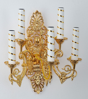 Лампада 5 свечей литая золочение