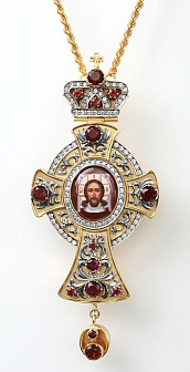 Крест наперсный №1449 / золочение / серебро финифть (УИН)