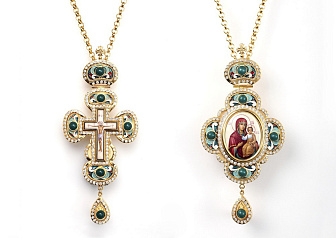 Крест наперсный №9 / золочение / серебро эмаль (УИН)