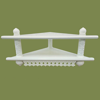 Полка для икон 2-х ярусная угловая низкая белая из дерева