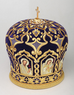 Митра №052 бархат вышитые иконы(8 шт.), худ.живопись, крест в футляре