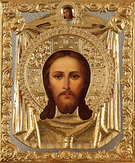 Икона живописная «Спас Нерукотворный» 22х26, масло, риза №35, золочение