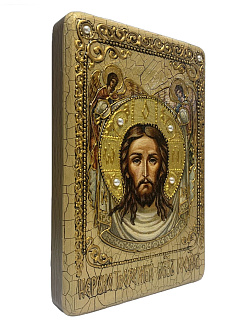 Икона ''Спас Нерукотворный'' ручной работы из дуба в футляре Икона ''Спас Нерукотворный'' ручной работы из дуба в футляре