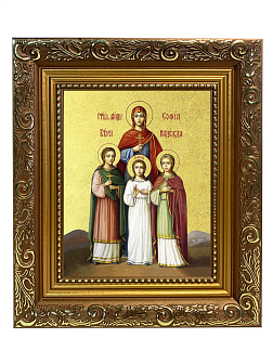 Икона "Вера, Надежда, Любовь и мать их София", свв. мцц., с золочением поталью, 10047-УЛ