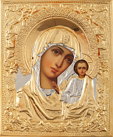 Икона живописная Божией Матери «Казанская» 24х30, масло, риза №113, золочение