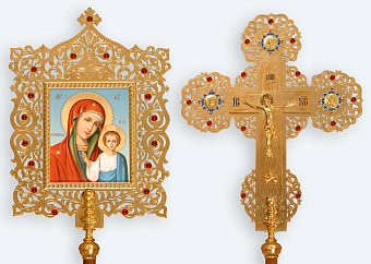 Крест-икона №47 запрестольная выпиловка золочение камни эмаль Крест-икона №47 запрестольная выпиловка золочение камни эмаль
