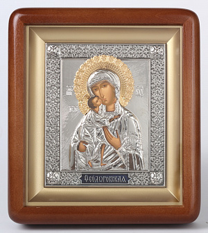 Икона Пресвятой Богородицы ФЕОДОРОВСКАЯ (КИОТ, РИЗА, НИКЕЛЬ)