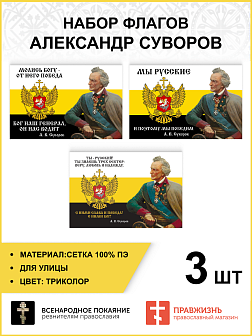 Набор флагов Александр Суворов: Мы русские сетка 3 шт.