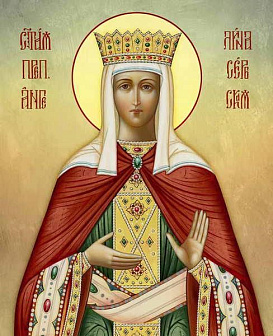 Икона Ангелина Сербская преподобная, деревянная рамка с басмой и стеклом 18х21х2,5 см 026