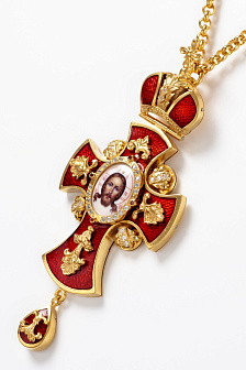 Крест наперсный №23 малый / золочение / серебро эмаль (УИН) Крест наперсный №23 малый / золочение / серебро эмаль (УИН)