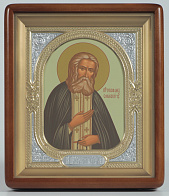 Икона в киоте 18х24 фигурный, темпера, риза-рамка №1 Серафим Саровский
