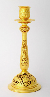 Подсвечник напрестольный литой золочение