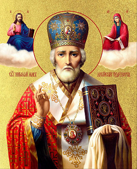 Икона "Николай Чудотворец", свт. Мирликийский, с золочением поталью, 09070-УЛ