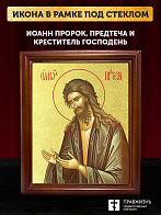 Икона Иоанн пророк Предтеча и Креститель Господень с золочением, деревянная рамка со стеклом 15х18х2