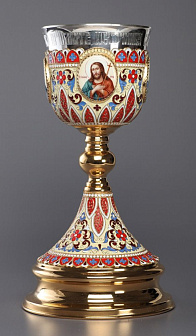 Потир 1.0л 4-финифти, филигрань, эмаль / золочение / серебряный стакан (УИН)