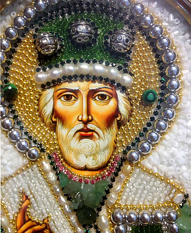 Икона Святой Николай, нефрит