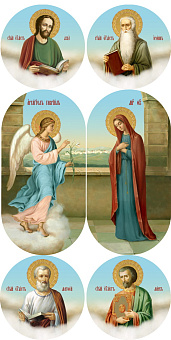 Иконы 20х40, МДФ, овальные (комплект 6 шт.) Царские врата живописные №1 Иконы 20х40, МДФ, овальные (комплект 6 шт.) Царские врата живописные №1