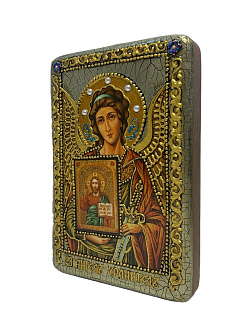 Настольная икона ''Ангел Хранитель'' на мореном дубе