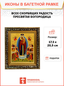 Икона Всех скорбящих Радость Божия Матерь на холсте в киоте 153