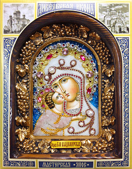 Икона Пресвятая Богородица Владимирская из бисера