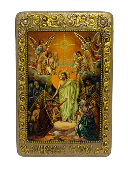Настольная икона ''Воскресение Христово'' на мореном дубе