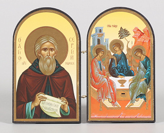 Складни деревянные 10х12 двухстворчатые, тиснение, арочные Сергий Радонежский-Троица (Рубл.)