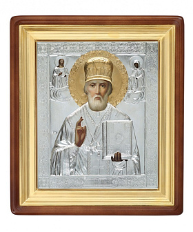 Икона живописная в киоте 24х30 масло, риза №48А, киот №1 Николай Чудотворец