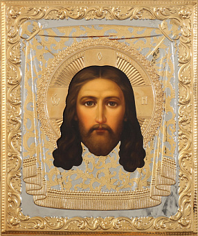 Икона живописная «Спас Нерукотворный» 24х30, масло, риза №248, золочение Икона живописная «Спас Нерукотворный» 24х30, масло, риза №248, золочение