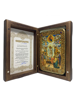 Настольная икона ''Успение Пресвятой Богородицы'' на мореном дубе