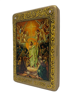 Настольная икона ''Воскресение Христово'' на мореном дубе