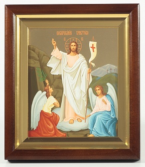Икона в киоте 18х22 сложный, темпера №8, багетный подрамник Воскресение Христово