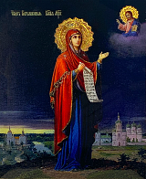 Икона Боголюбская Божия Матерь золочение поталь