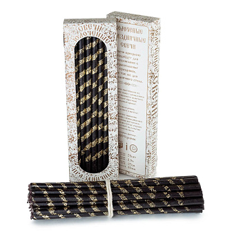 Свечи праздничные №20/40 (уп 25шт), ЧЕРНЫЕ (Золотая лоза)